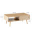 Table basse en rotin de 41,34 po, porte coulissante pour rangement, pieds en bois massif, table de salon moderne, naturel-131261694