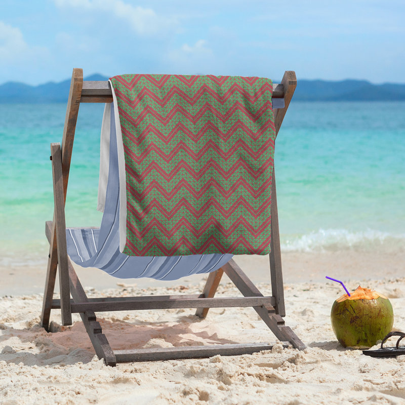 Beach Towel, Light Red/Green, Microfiber