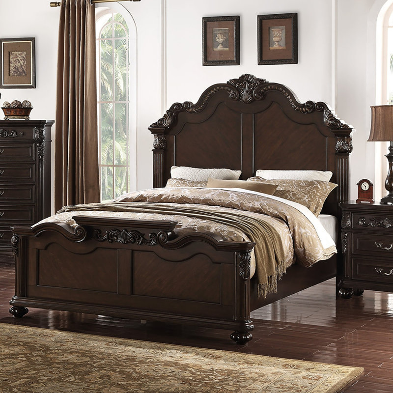 Mobilier de chambre à coucher traditionnel de style lit de tête de chignon de 1 pi, Très grand