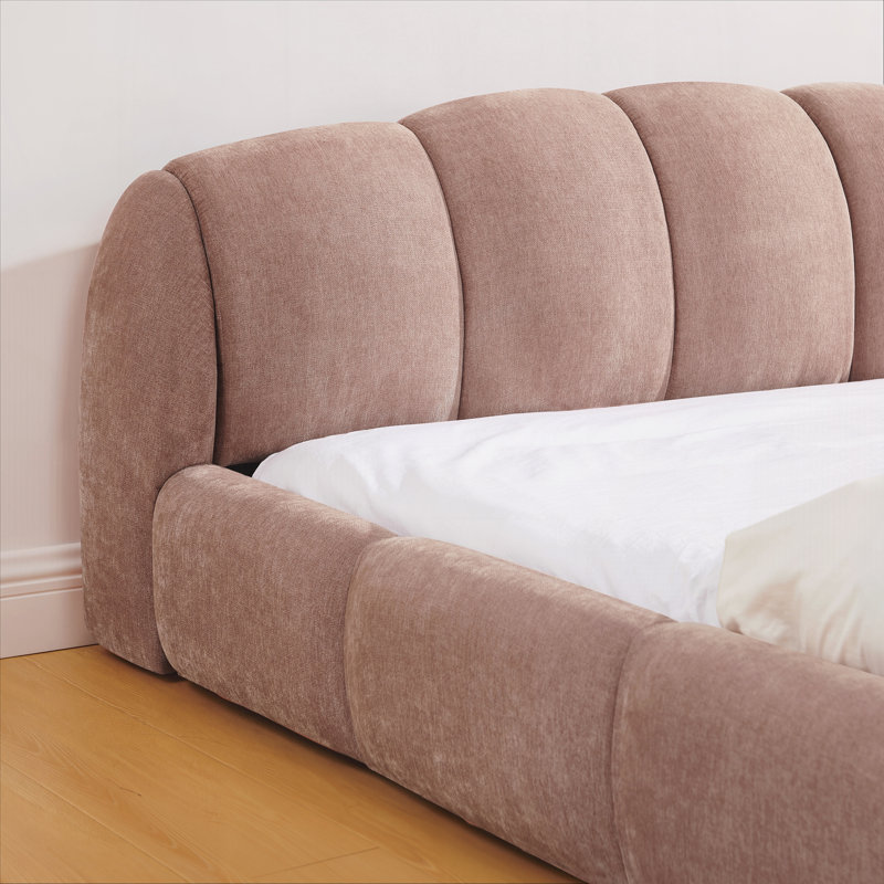 Structure de lit tapissier Elegant Chenille, Queen, Pink