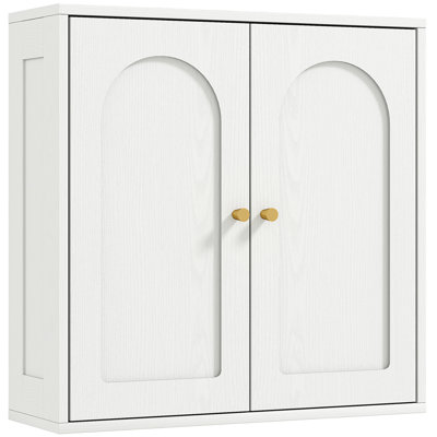 Armoire de salle de bain murale moderne avec 2 portes, blanc