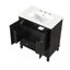 Meuble-lavabo multifonctionnel avec portes et tiroir 30 po, bois massif et panneau de fibres à densité moyenne, noir