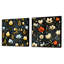 Nostalgie rétro motif floral noir - ensemble de collage abstrait botanique carré de 2-101849562-101849563
