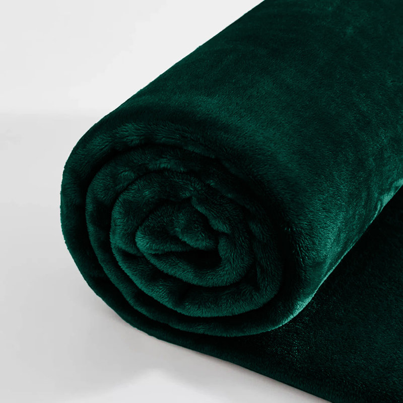 Reversible Mink Faux Fur Plush Fleece Throw/ Blanket, 230cm x 270cm, Green Emerald