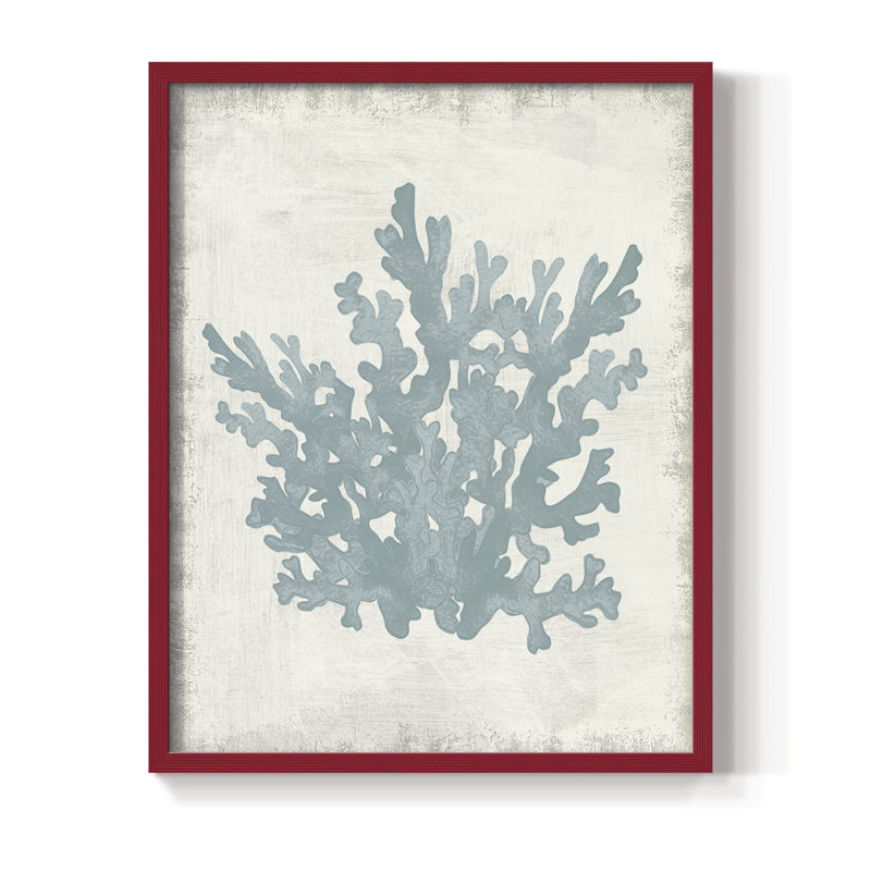 Coral Oasis I, reproduction encadrée - bois massif, H 11 po x l 9 po, Rouge