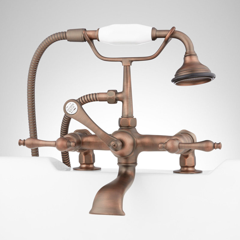 Telephone Style Deck Mounted Roman Tub Faucet with Lever Handles, Oil Rubbed Bronze