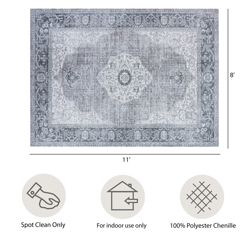 Gweltaz Constance Machine Washable Imagine Printed Chenille Rugs, Rectangle 8' x 11'