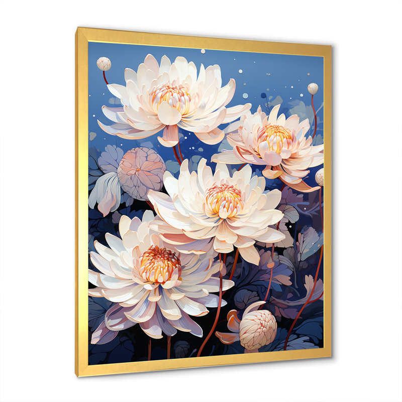 Lotus Bliss Unveilé II sur toile, H 40 po x l 30 po x P 1,5 po, Cadre photo doré simple