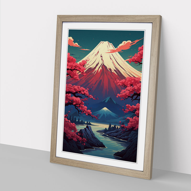 Mount Fuji Deco - Framed Print, Oak , 64cm H x 46cm W x 2cm D