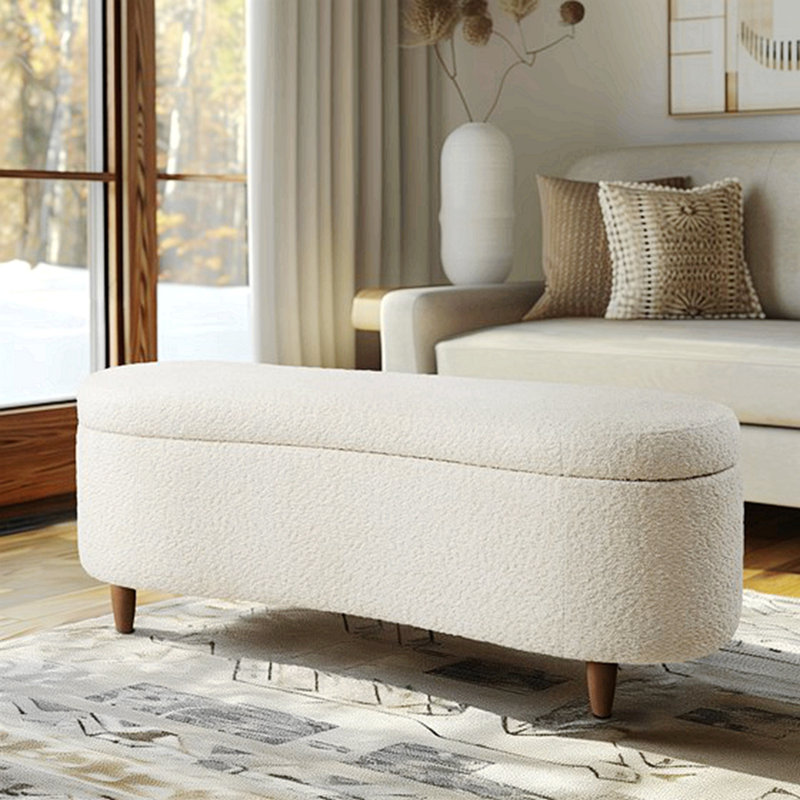 Banc de rangement Boucle Taupe, Crème, crème