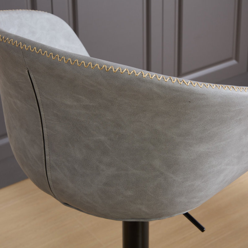 Tabourets de bar pivotants réglables avec anneau en caoutchouc - Chaises en îlot de cuisine de style Mid-Century capitonné pour îlot de cuisine, gris, ergonomique et minimaliste