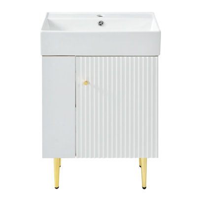 21.6" Bathroom Vanity, Combo Cabinet, Bathroom Storage Cabinet, Single Ceramic Sink