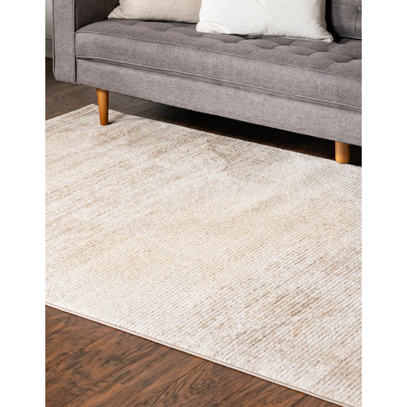 Tapis d'intérieur rayé Hulsey, Rectangle 4 pi 1 po x 6 pi 3 po, Ivoire ivoire