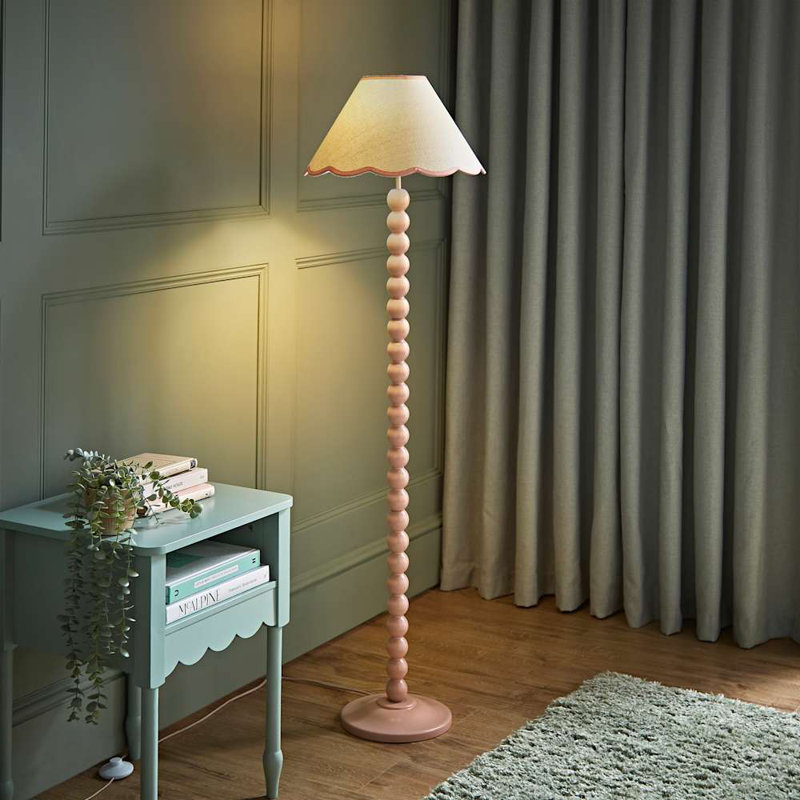 Bobbles 144cm Traditional Floor Lamp, White/Pink, Rose Pink