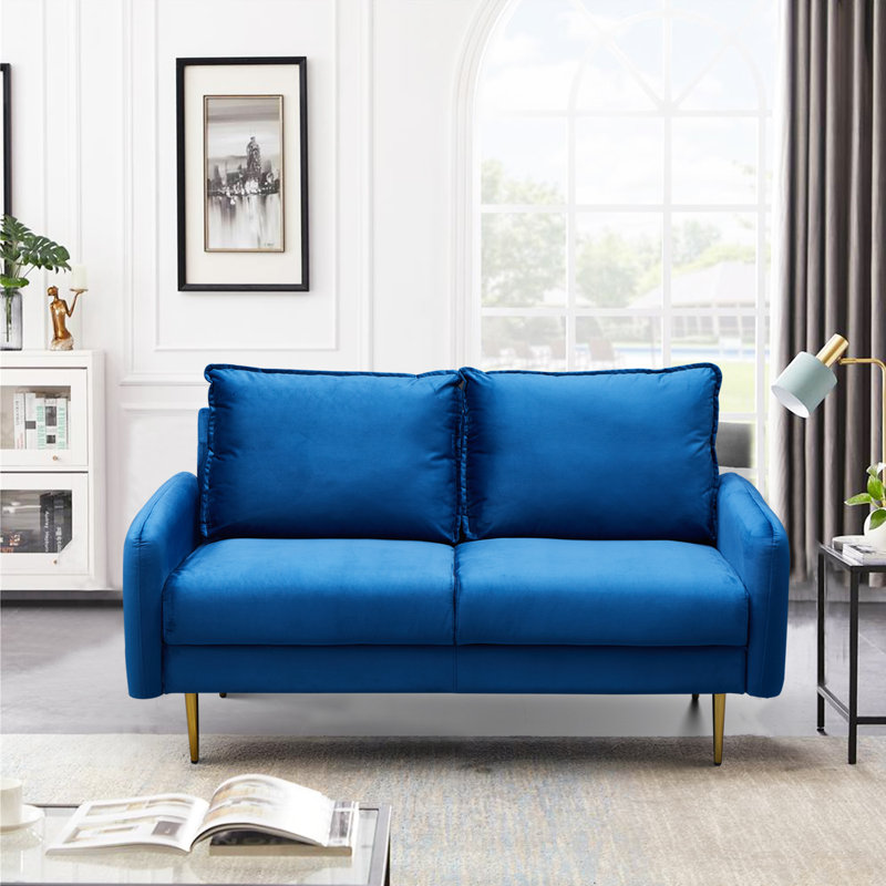 Govany 57.8'' Velvet Loveseat, Space Blue Velvet, 34" H x 69" W x 32" D
