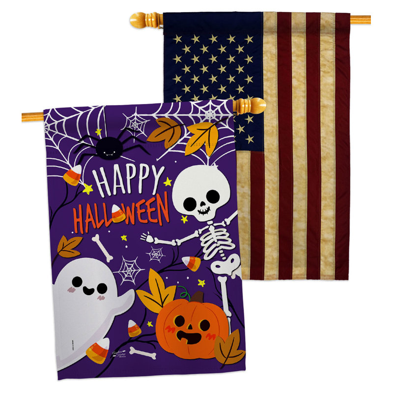Drapeau de maison 40 po x 28 po Happy Halloween