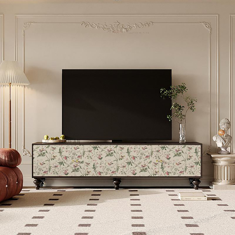 Meuble télé rétro de style crème avec pieds
