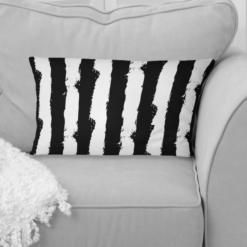 Coussin lombaire transitionnel noir et blanc à fines rayures IV