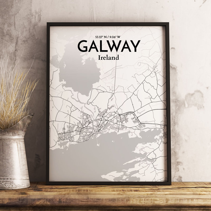 Galway City Map - No Frame Print, 91.4cm H x 61cm W x 0.1cm D