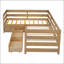 Lit plateforme simple en forme de L avec trois tiroirs de rangement-779460197