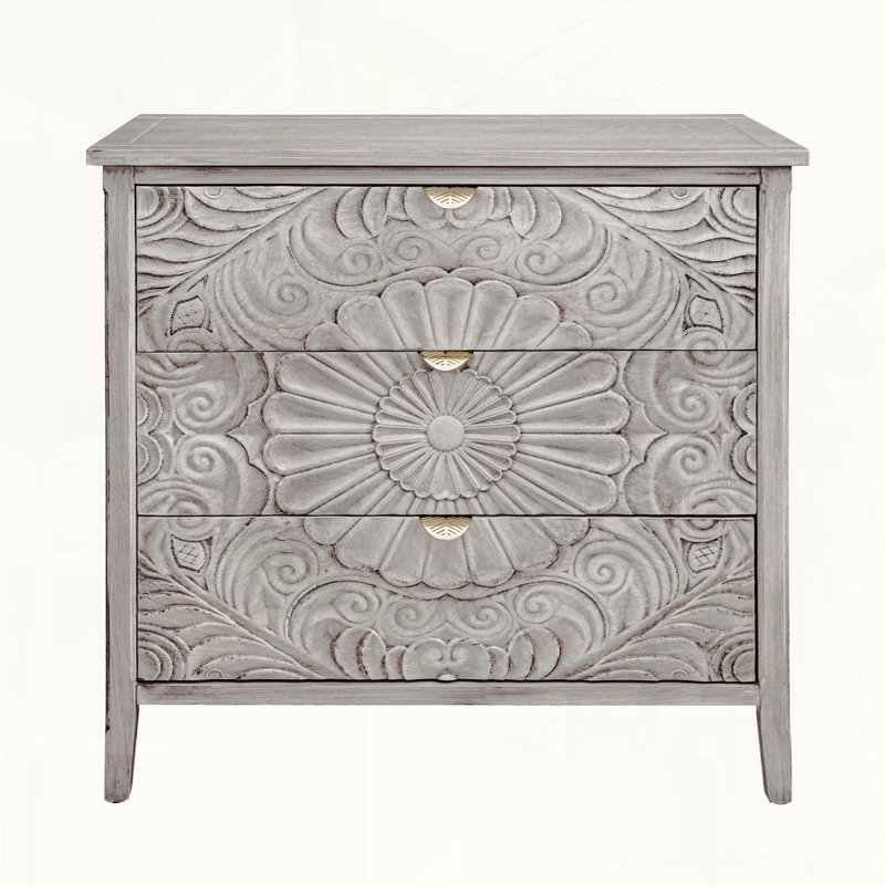 Armoire simple à 3 tiroirs de style américain avec panneaux de tiroirs en relief