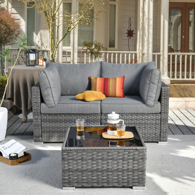 Emilia 58.26'' Wide Wicker Loveseat with Cushions