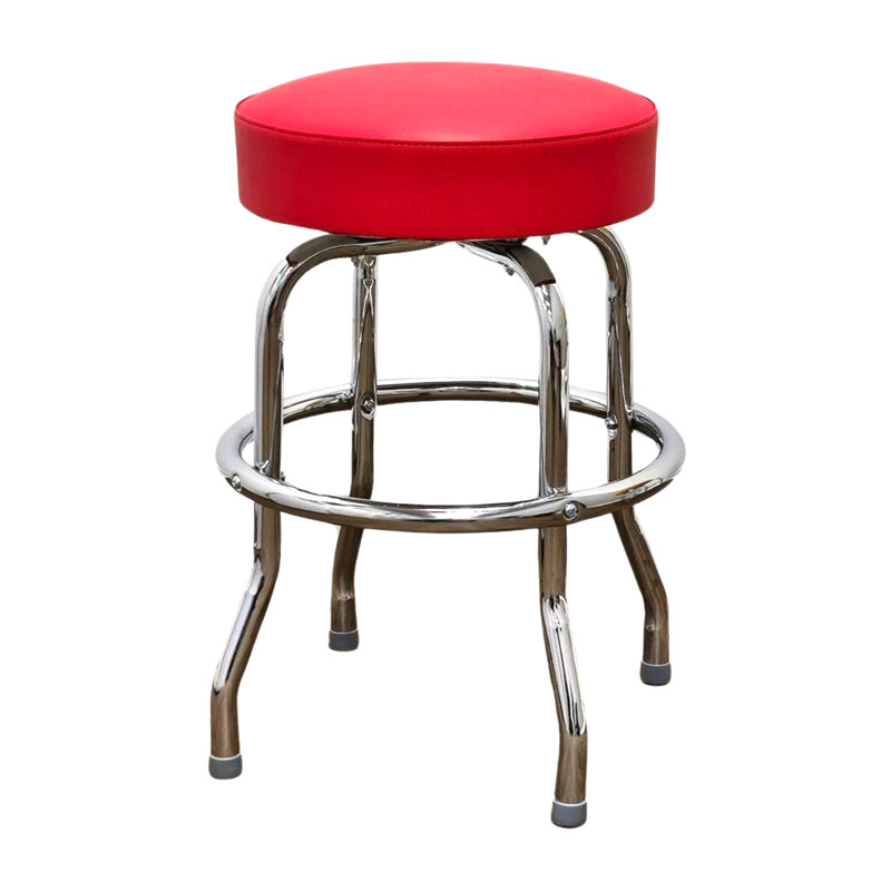 Retro Home Single Ring Swivel Bar & Counter Stool, Counter Stool (24" Seat Height), Red