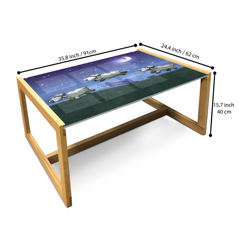Inice Trestle Coffee Table, 40cm H x 91cm W x 62cm D
