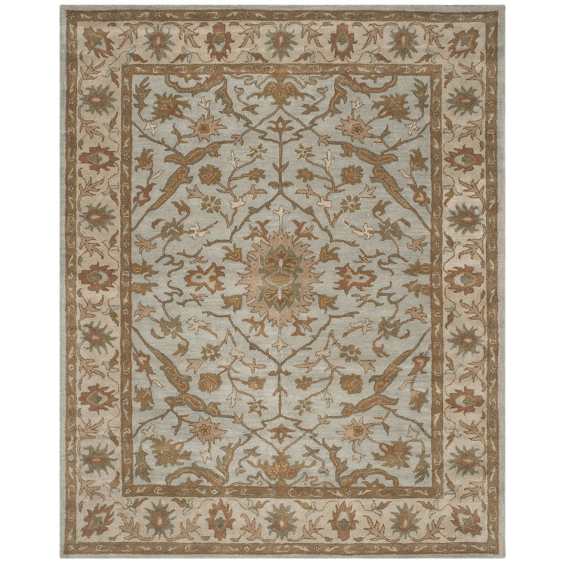 Tressler Hand Tufted Wool/Cotton/Latex Oriental Rug in Blue/Ivory, Rectangle 4' x 6'