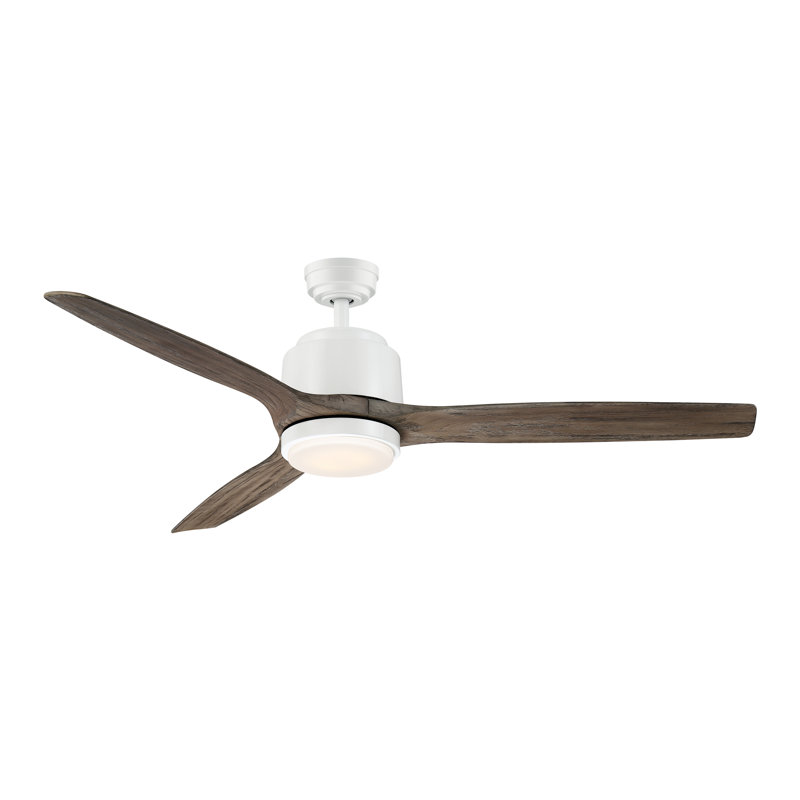 Vansickle 56'' Ceiling Fan with LED Lights, White with Vintage Oak Blades