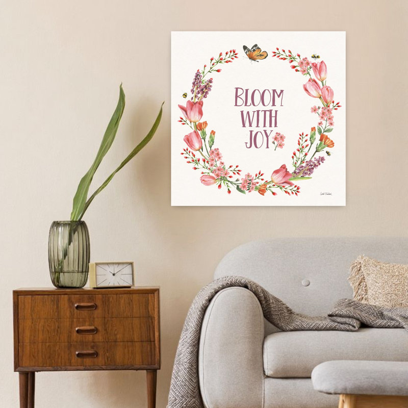 «Fresh Petals IV Contemporary Butterfly Flower Spring», art mural, H 24 po x l 24 po