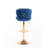 Bar Stools Of 2, Swivel And Height Adjustable, Velvet Navy Blue With Golden Leg, Footrest & Base, Foam Filled-134235876