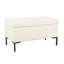 Banc avec rangement Ray, Boucle blanc crème, pieds en métal, 32 pouces