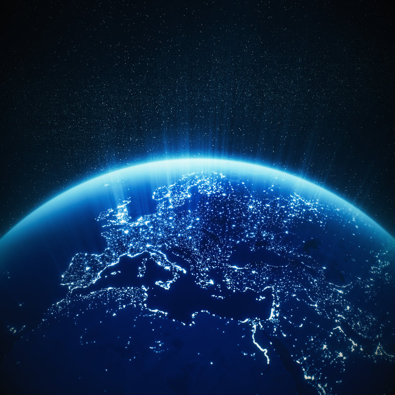 Glowing Blue Globe by Imaginima, 30" H x 30" W