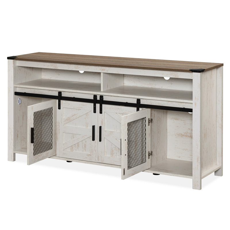 Meuble télé l 59 po Vita, Plateau en chêne / base blanche