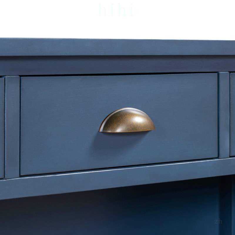Console rétro avec 3 tiroirs et paniers tissés, idéale pour le rangement et le décor de l'entrée, du couloir et du salon