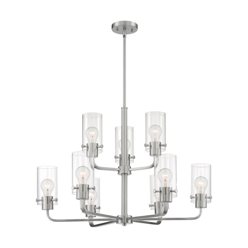 Barines 9 - Light Dimmable Tiered Chandelier, Brushed Nickel