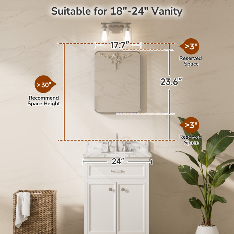 Miroir d'appoint Tyro, Argent, 24 po x 18 po, Rectangulaire