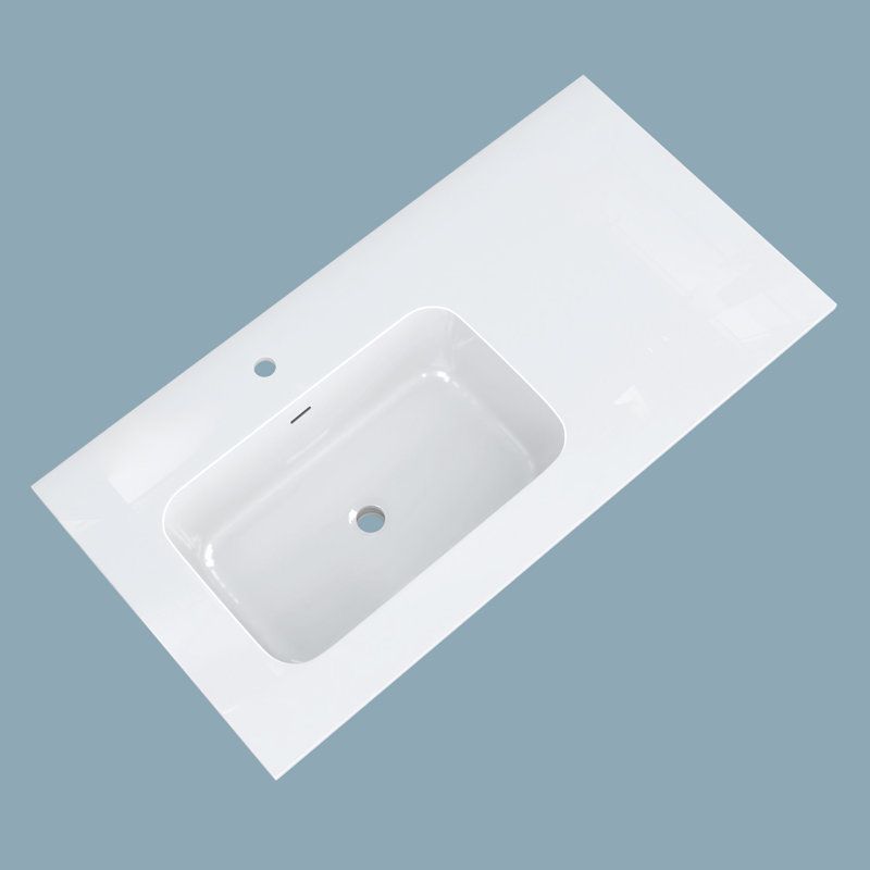 Ensemble de meuble-lavabo simple 42 po à surface solide blanc avec lavabo