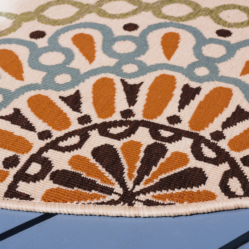 Tapis d'intérieur / extérieur à motif géométrique Centeno Performance, Rond 3 pi