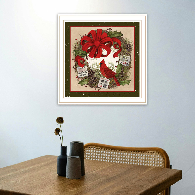 «Transform Your Home With Peaceful Cardinal», art mural blanc encadré par Explore Decor