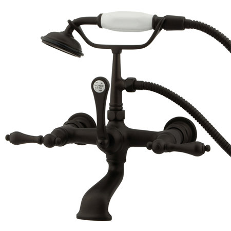 Hot Springs Triple Handle Wall Mounted Clawfoot Tub Faucet with Handshower Elements of Design 