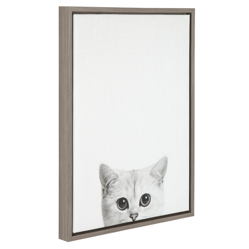 «Kitty» par Simon Te of Tai, reproduction d'art sur toile encadrée, Gris