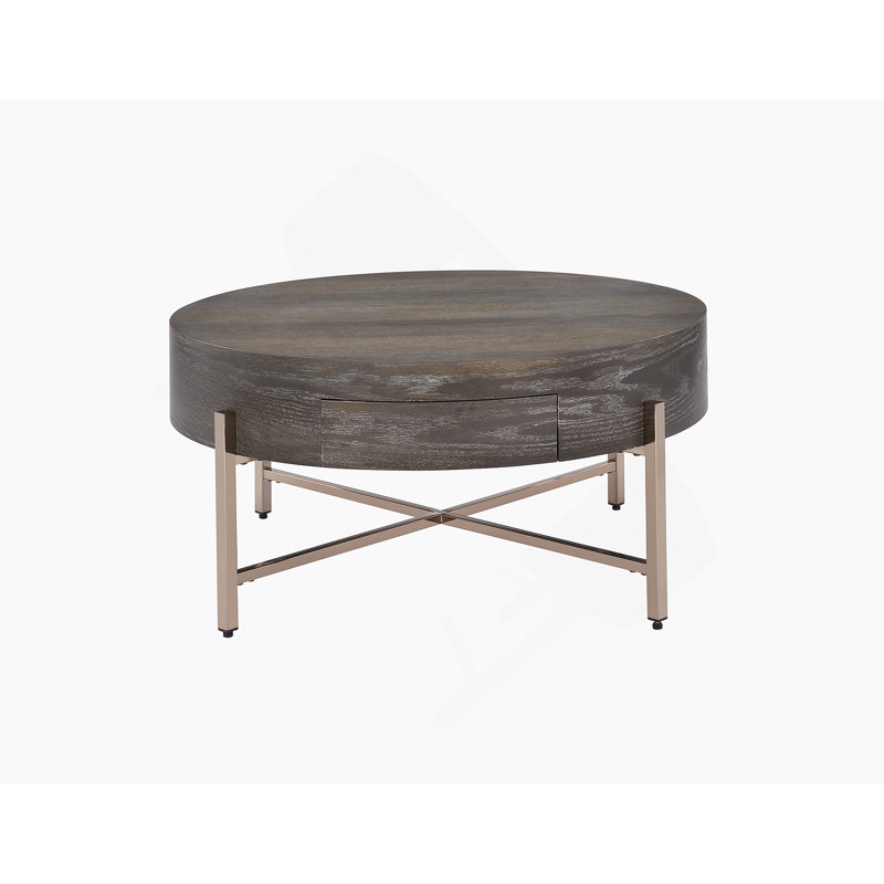 Table basse brun clair et champagne