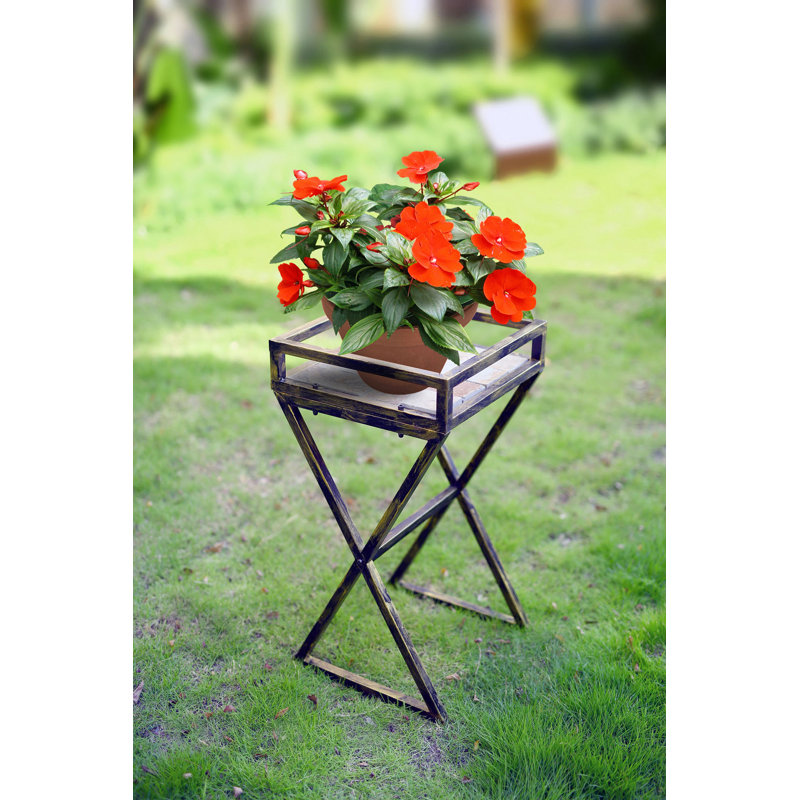 27" Stone Slab / Metal Plant Stand