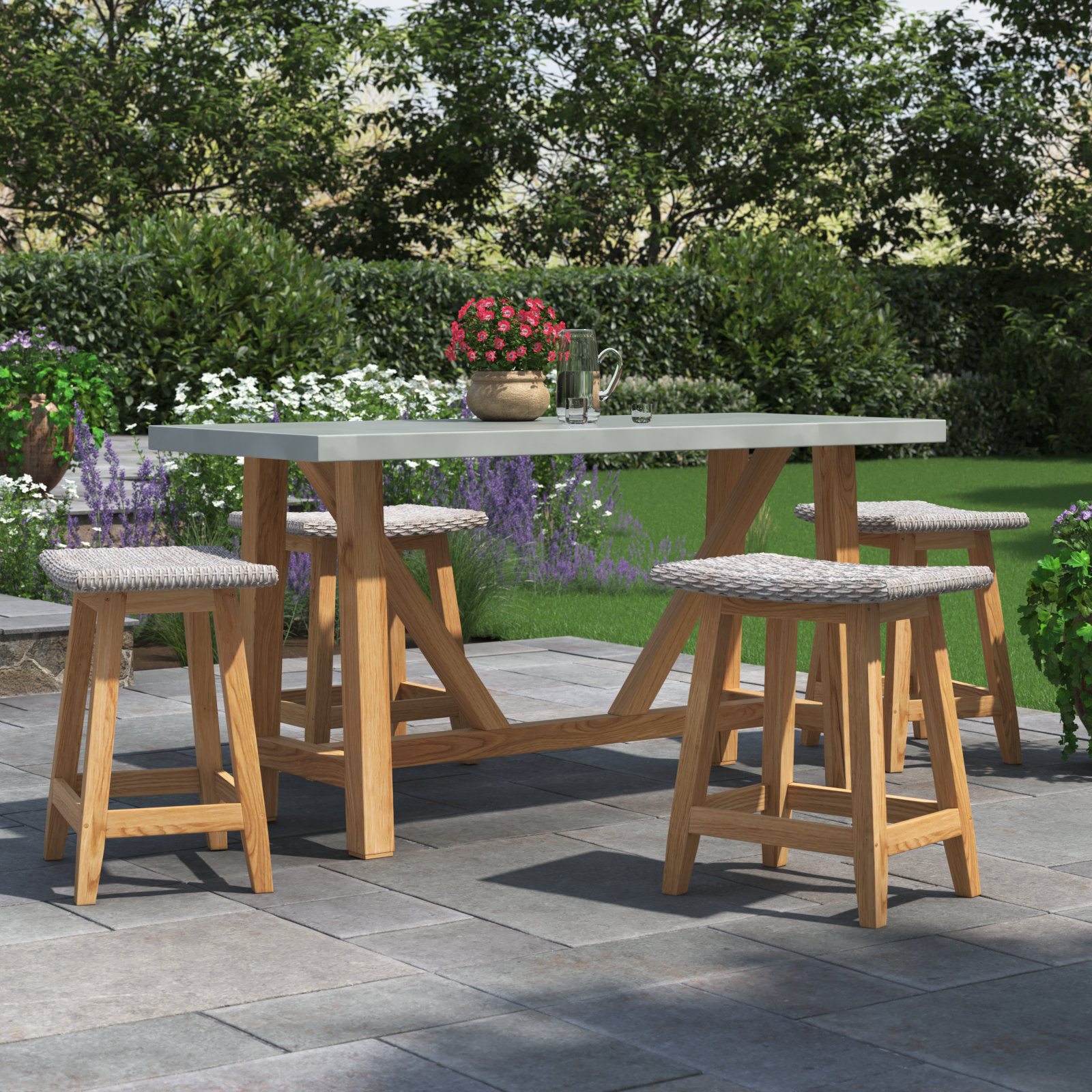 Nicole 70'' Rectangular 4 - Person Outdoor Dining Set