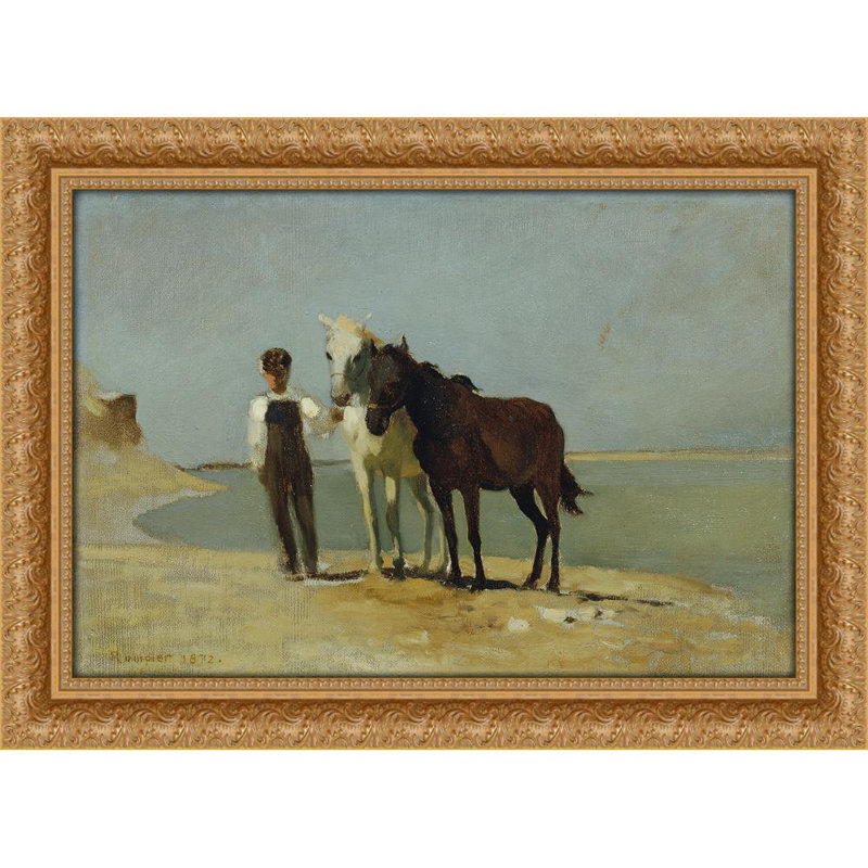 Ein Junge mit Pferden am Strand (1872), 18" H x 24" W x 1.5" D