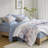 Blue King Floral Comforter With Bed Sheets - Soft Microfiber, Ensemble Comforter, Sheets, Elasticized Fitted Sheet