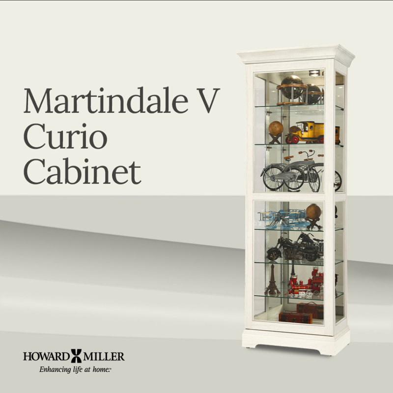 Martindale Solid Wood Lighted Curio Cabinet, White