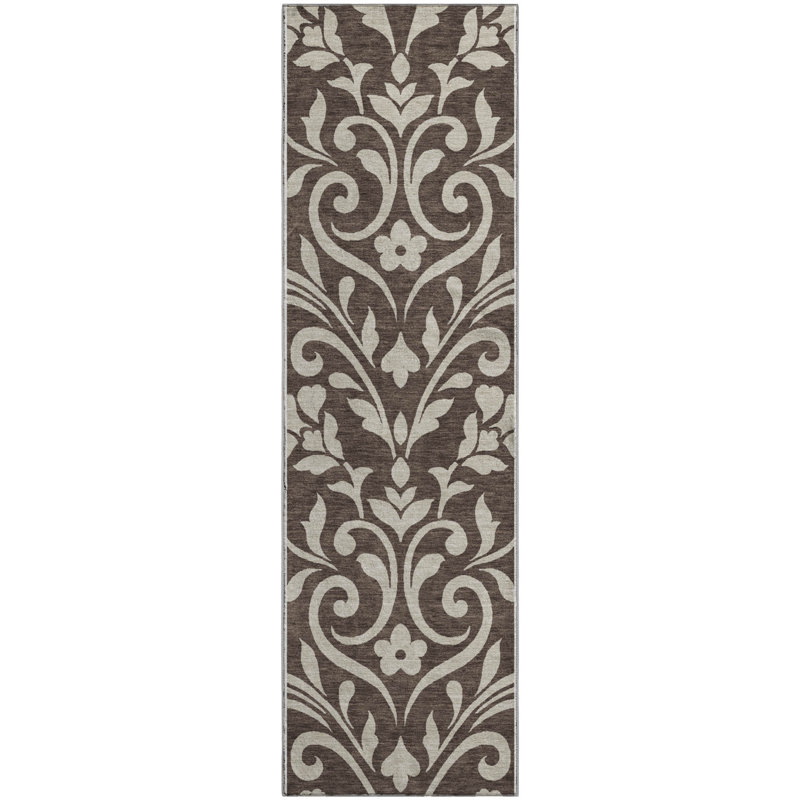 Premium Machine Washable Prisco Chocolate Rug, Runner 2'3" x 7'6"